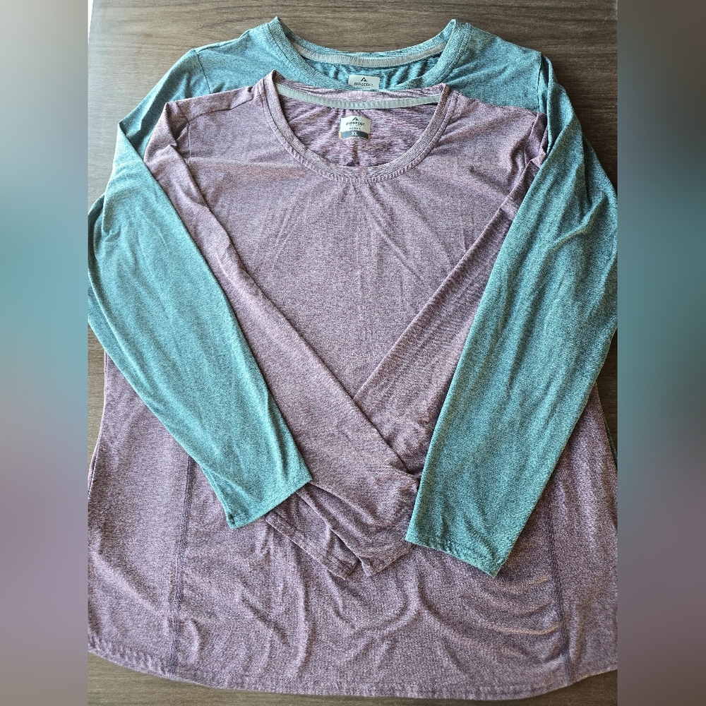Ridgecut Set 2  Long Sleeve Tees - Mauve and Teal Size Xl Layering Winter Fall - Picture 2 of 5